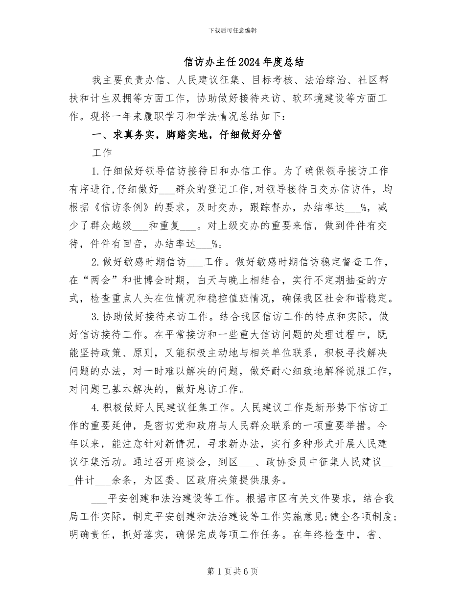 信访办主任2024年度总结_第1页