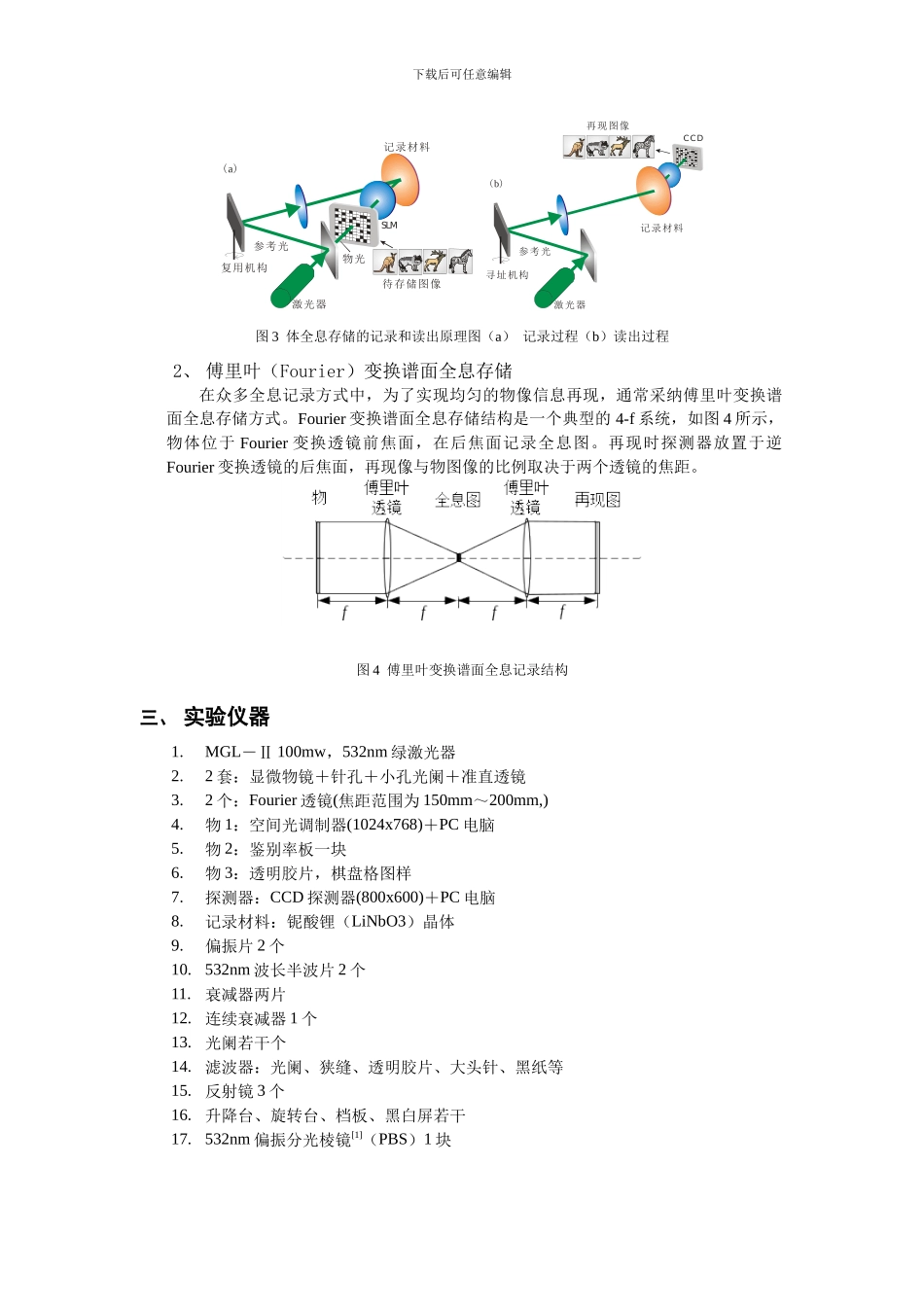 光学滤波与体全息光存储实验报告_第3页