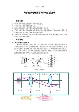 光学滤波与体全息光存储实验报告