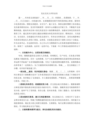 党总支民主评价总结