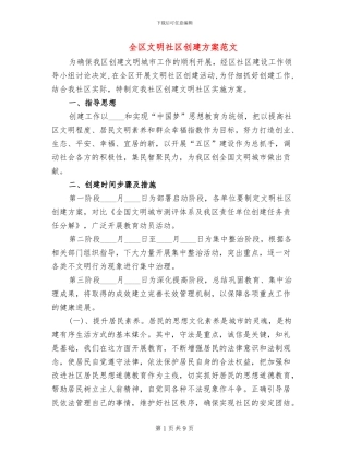 全区文明社区创建方案范文