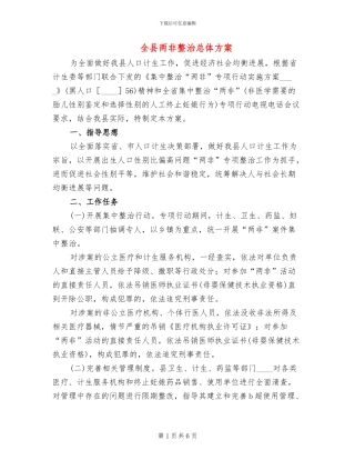 全县两非整治总体方案