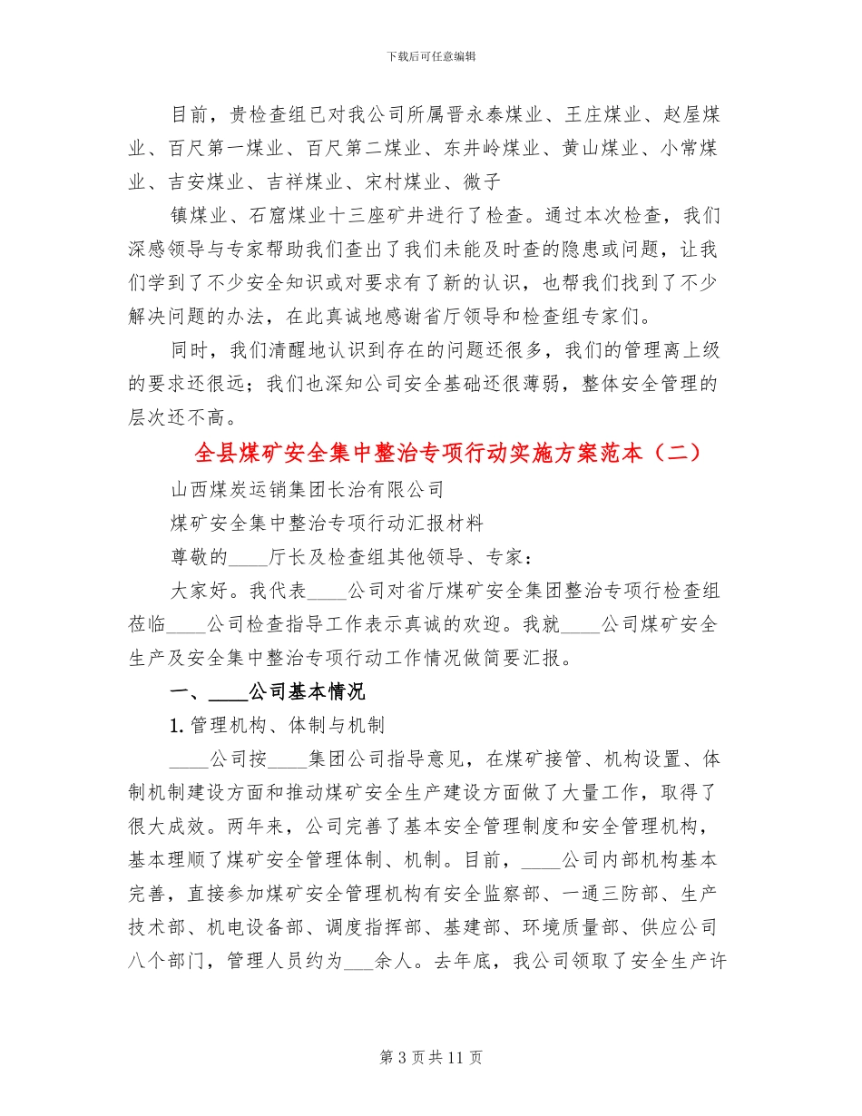 全县煤矿安全集中整治专项行动实施方案范本_第3页