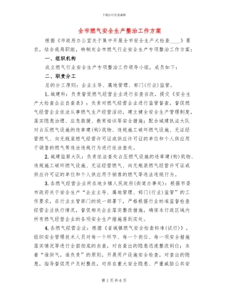 全市燃气安全生产整治工作方案