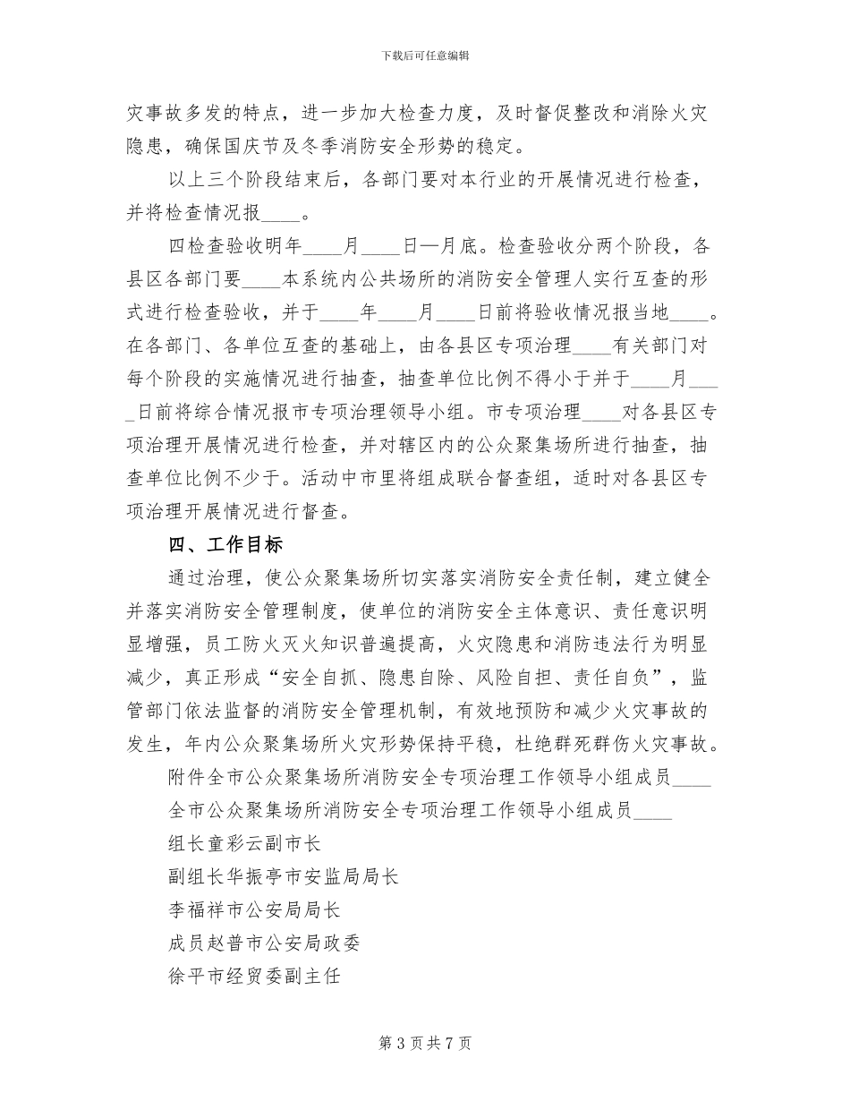 公众聚集场所消防安全专项治理实施方案范文_第3页