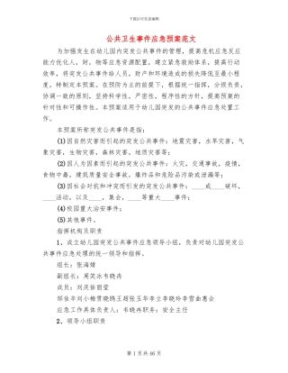 公共卫生事件应急预案范文