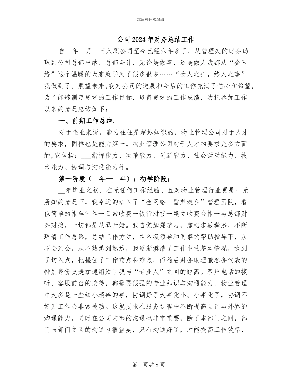 公司2024年财务总结工作_第1页