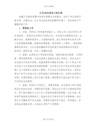 公司2024财务小结汇报