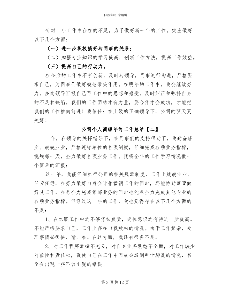 公司个人简短年终工作总结2024年_第3页