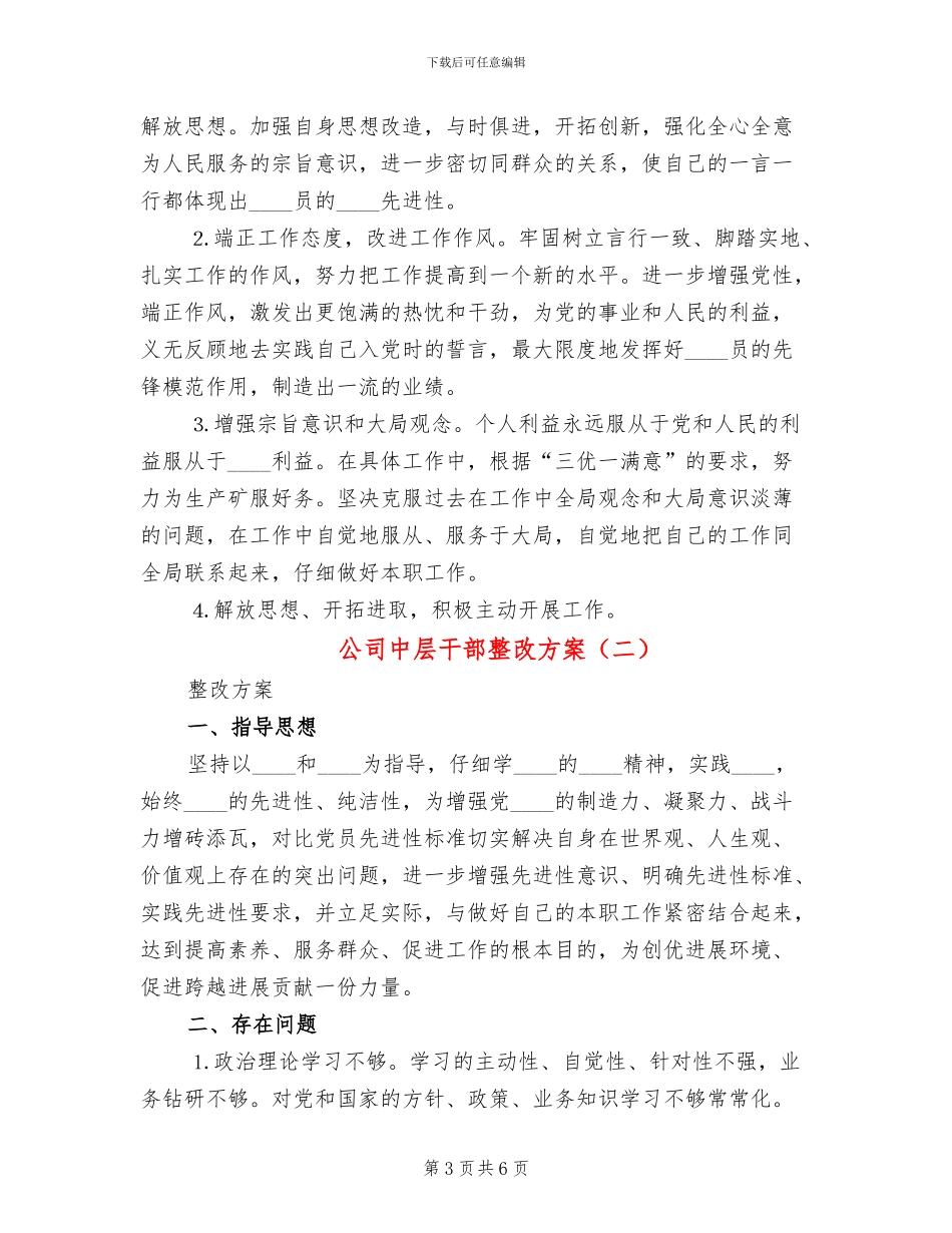 公司中层干部整改方案_第3页