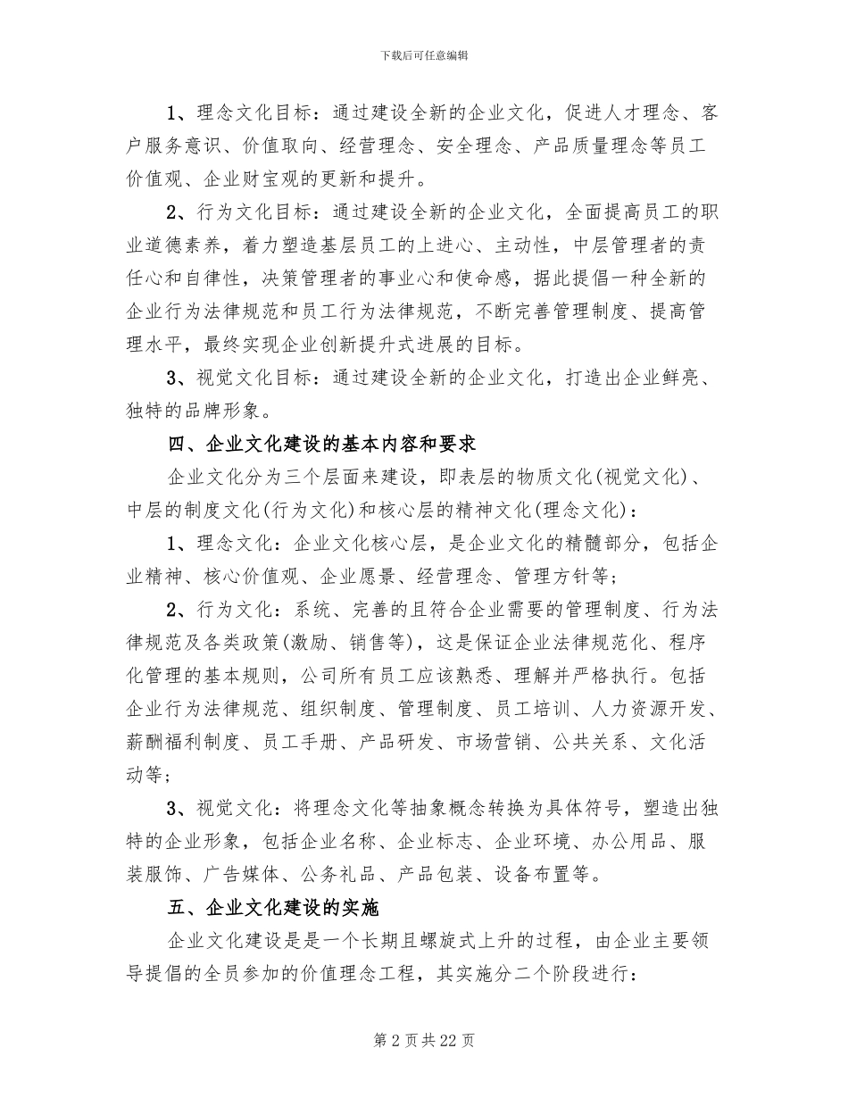 公司企业文化建设方案范文(4篇)_第2页