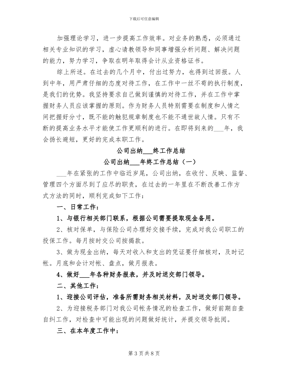 公司出纳2024年度考核个人工作总结_第3页