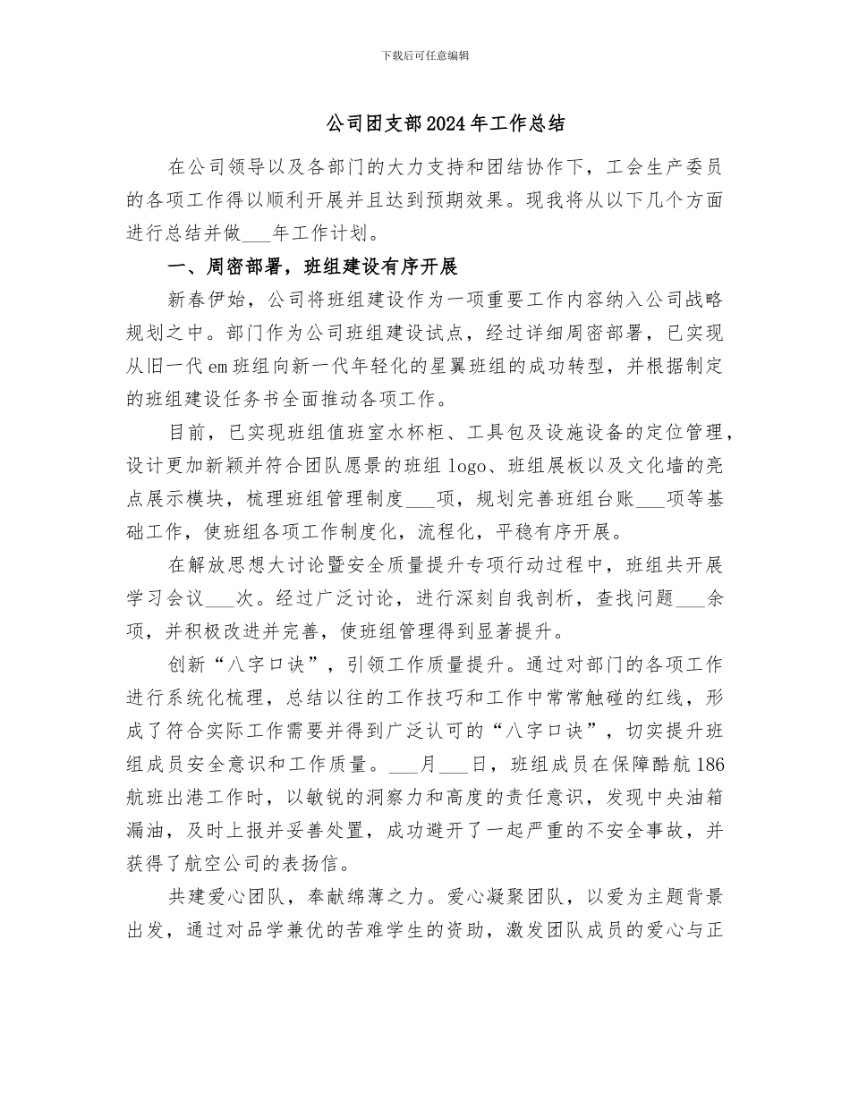 公司团支部2024年工作总结_第1页