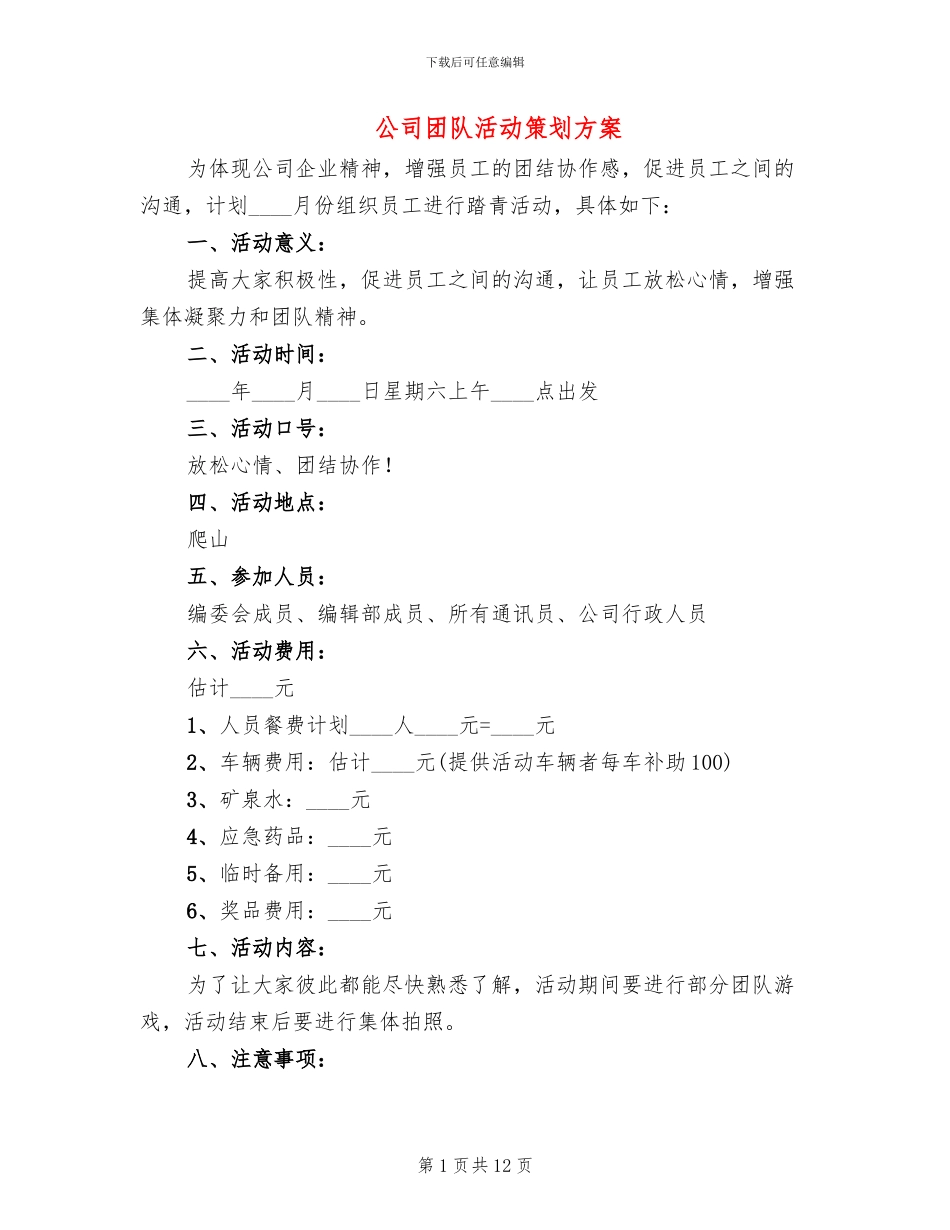 公司团队活动策划方案(4篇)_第1页