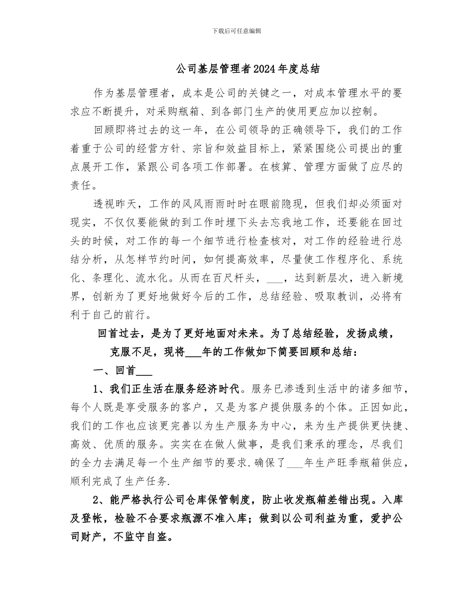 公司基层管理者2024年度总结_第1页