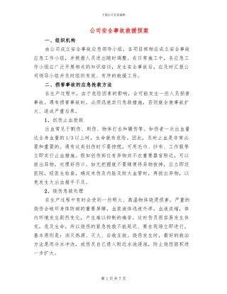公司安全事故救援预案