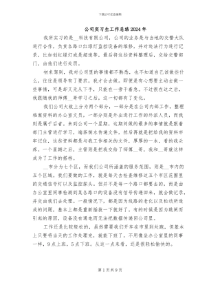 公司实习生工作总结2024年