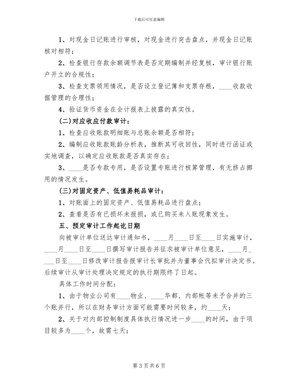 公司审计实施方案范文_第3页