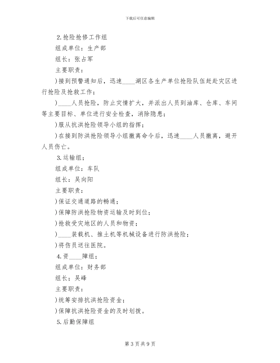 公司抗洪抢险应急预案范文_第3页