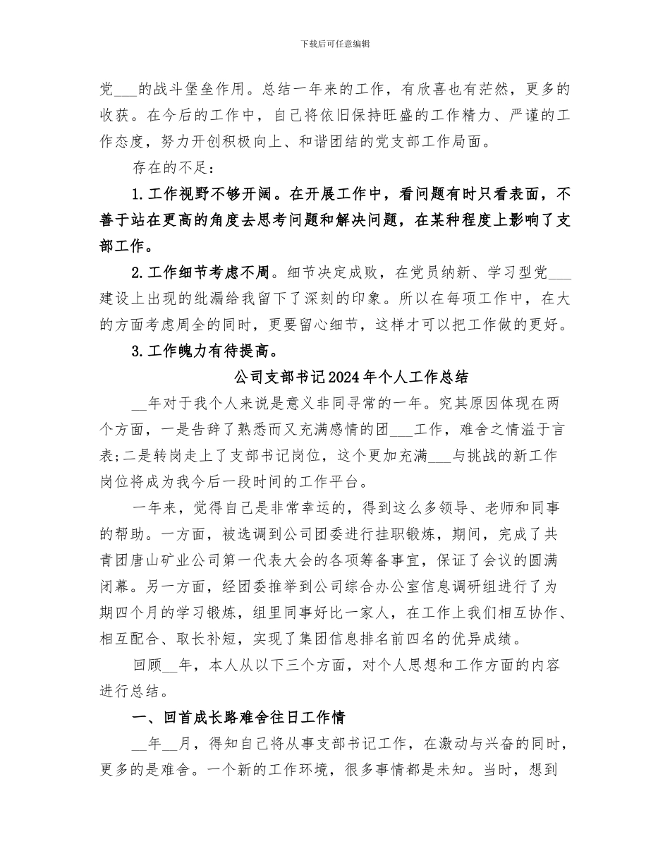 公司支部书记2024个人工作总结_第3页