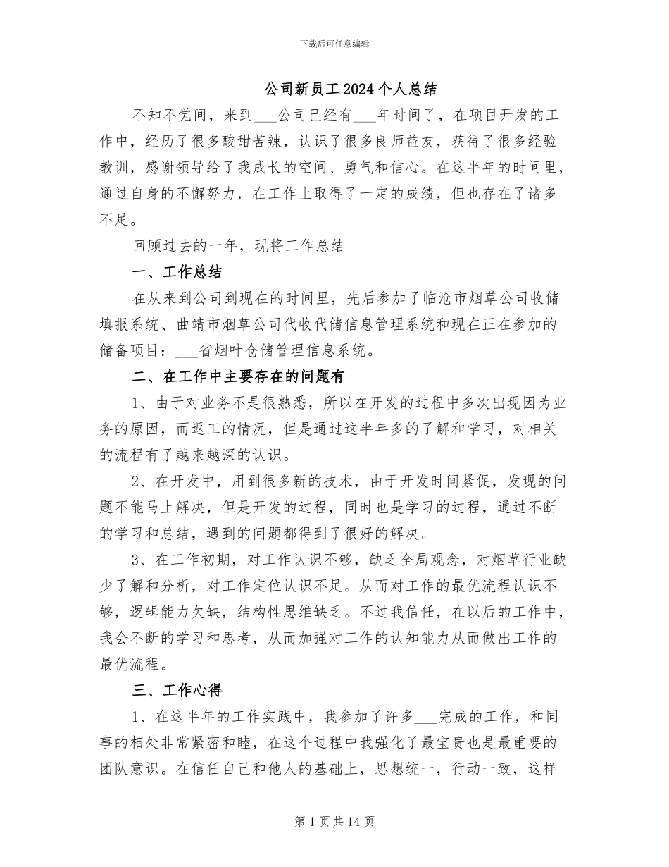 公司新员工2024个人总结_第1页