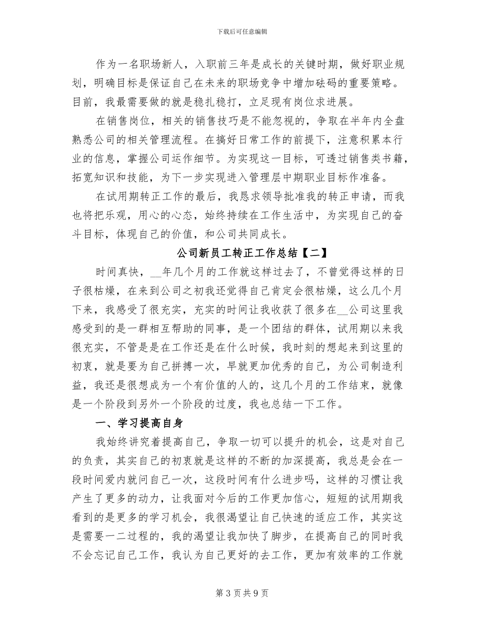 公司新员工试用期转正工作总结2024年_第3页