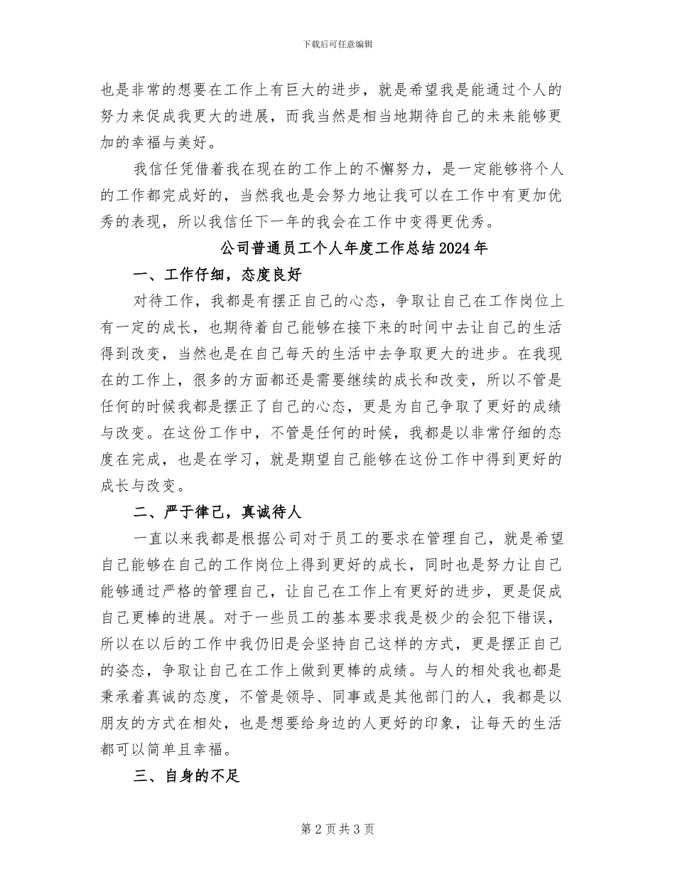 公司普通员工个人年度工作总结2024_第2页