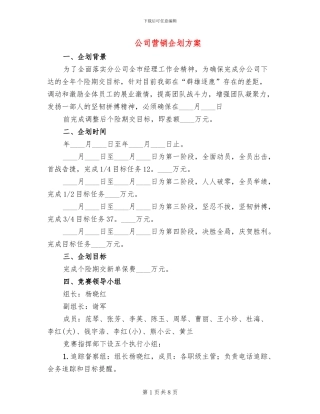 公司营销企划方案