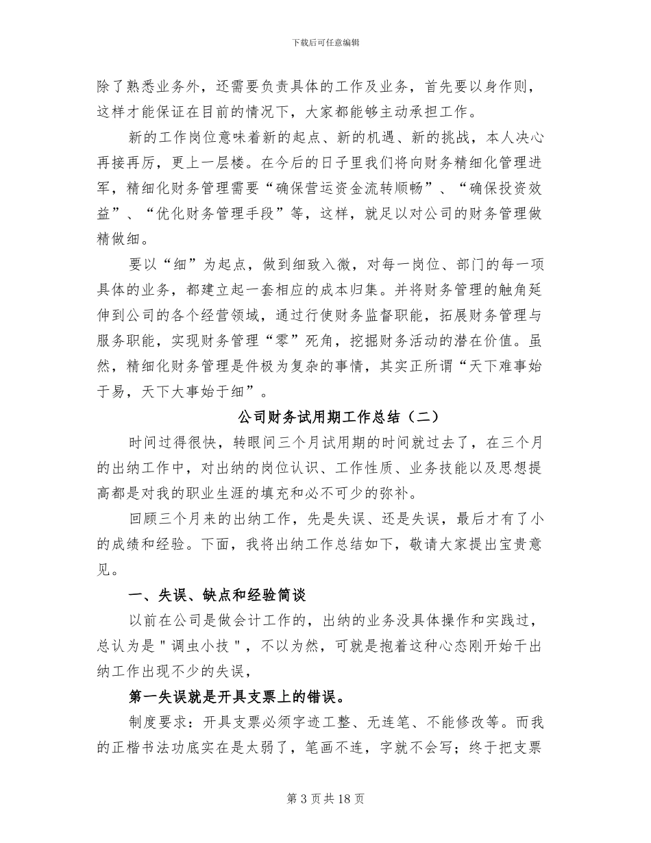 公司财务试用期工作总结2024年_第3页