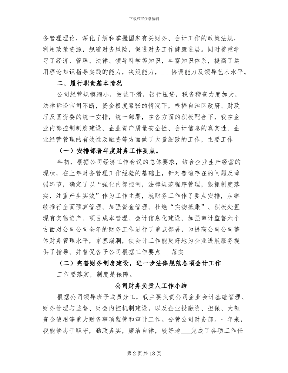 公司财务负责人2024年度个人工作总结_第2页