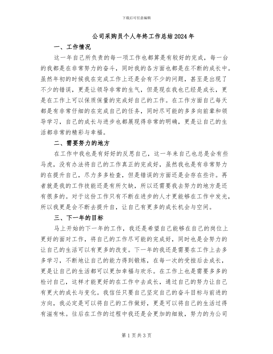 公司采购员个人年终工作总结2024年_第1页