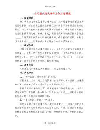 公司重大突发事件总体应急预案