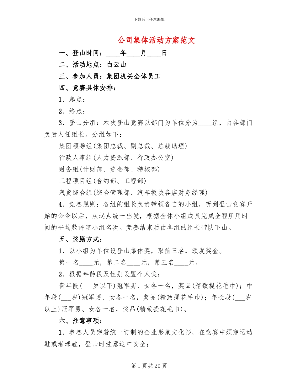 公司集体活动方案范文_第1页