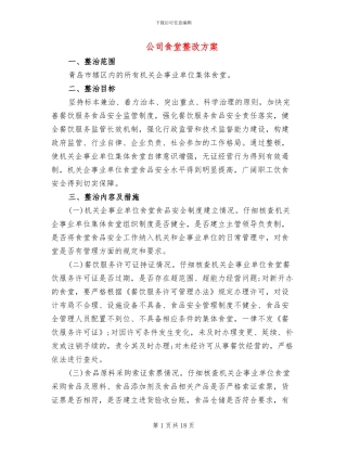 公司食堂整改方案