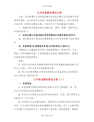 公司食堂整改策划方案(4篇)