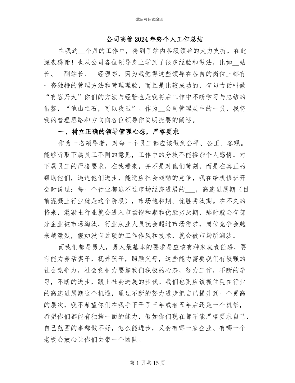 公司高管2024年终个人工作总结_第1页