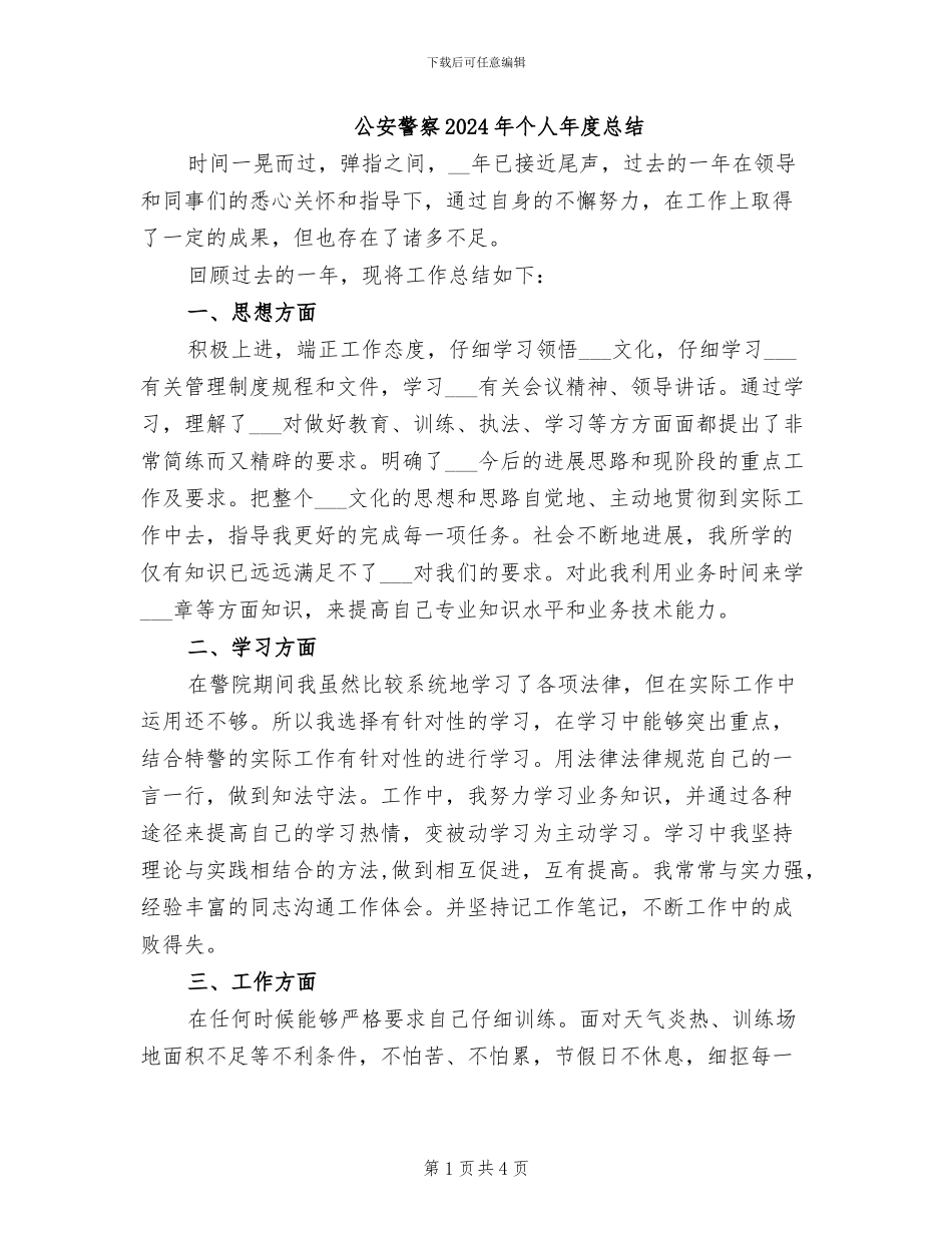 公安警察2024年个人年度总结_第1页