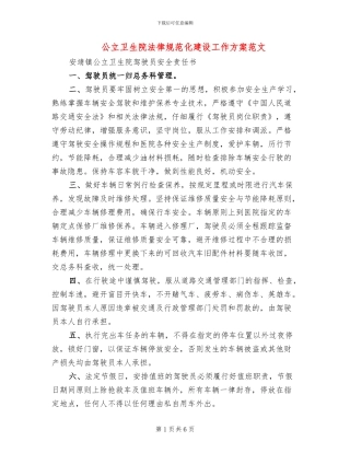 公立卫生院规范化建设工作方案范文