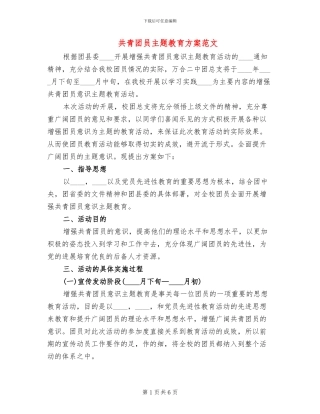 共青团员主题教育方案范文