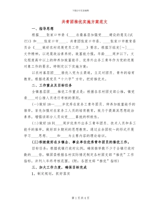 共青团推优实施方案范文(2篇)
