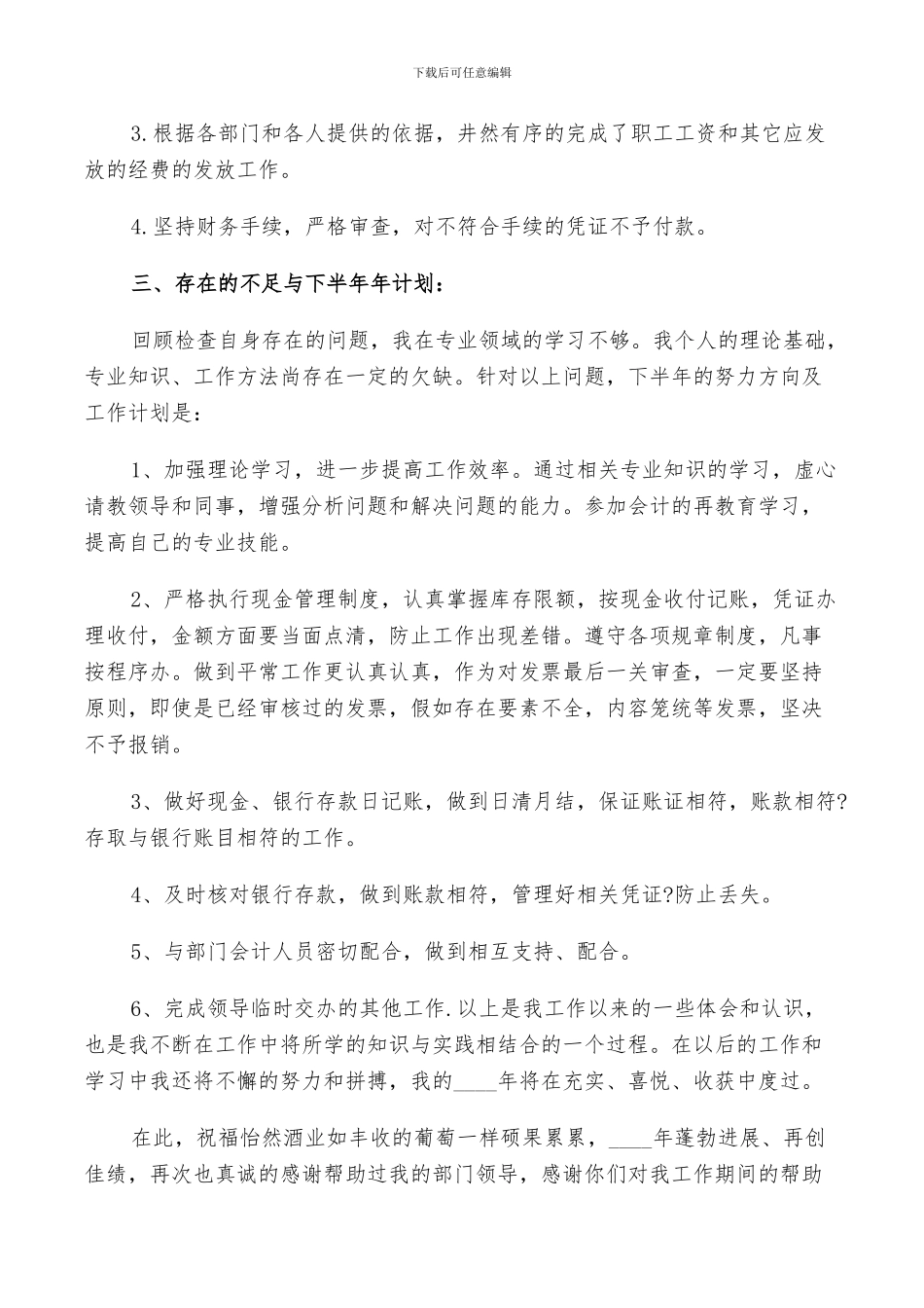 关于2024年出纳上半年个人工作总结_第2页