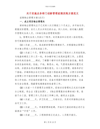 关于实施业务部门创新管理前期实践方案范文