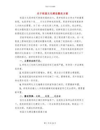关于校园文化建设整改方案
