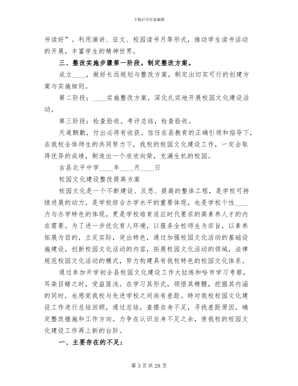 关于校园文化建设整改方案范文_第3页