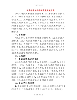 农业经营主体持续发展实施方案