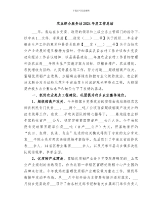 农业综合服务站2024年度工作总结