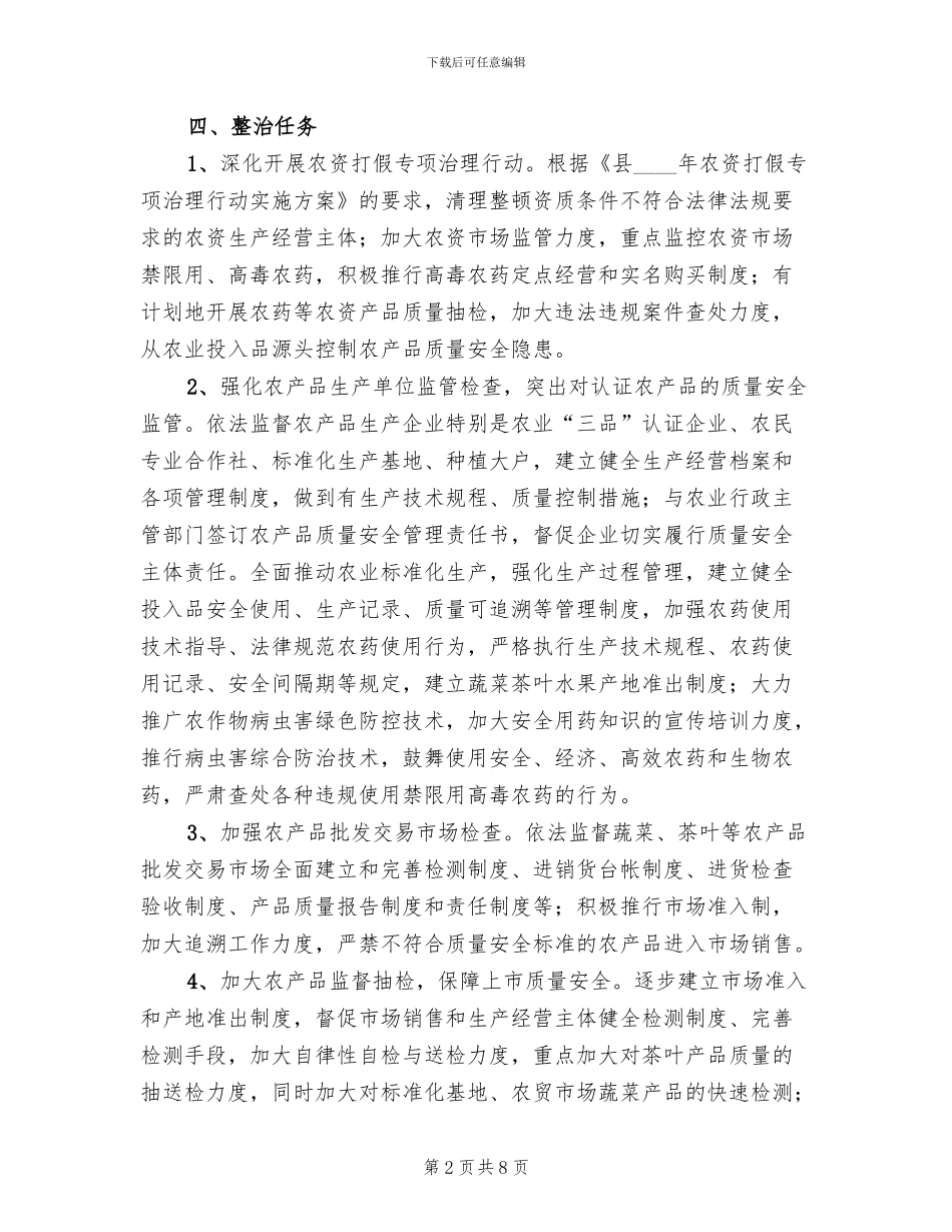 农产品质量专项整治实施方案范文_第2页
