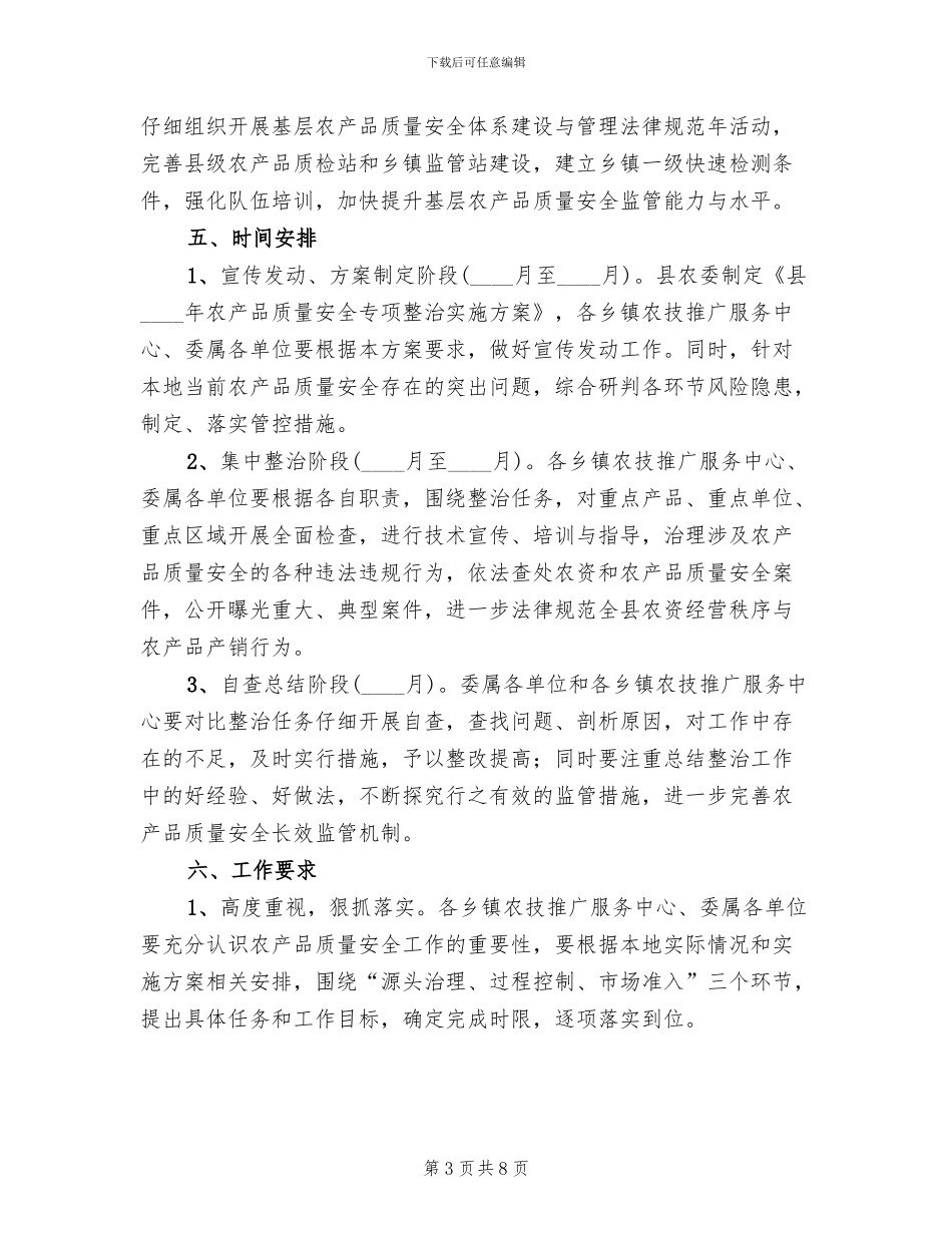 农产品质量专项整治实施方案范文_第3页