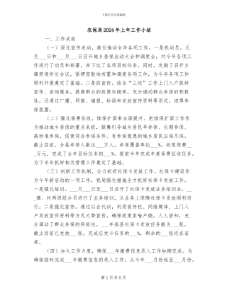 农保局2024年上年工作小结