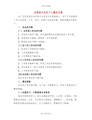 农委班子成员个人整改方案